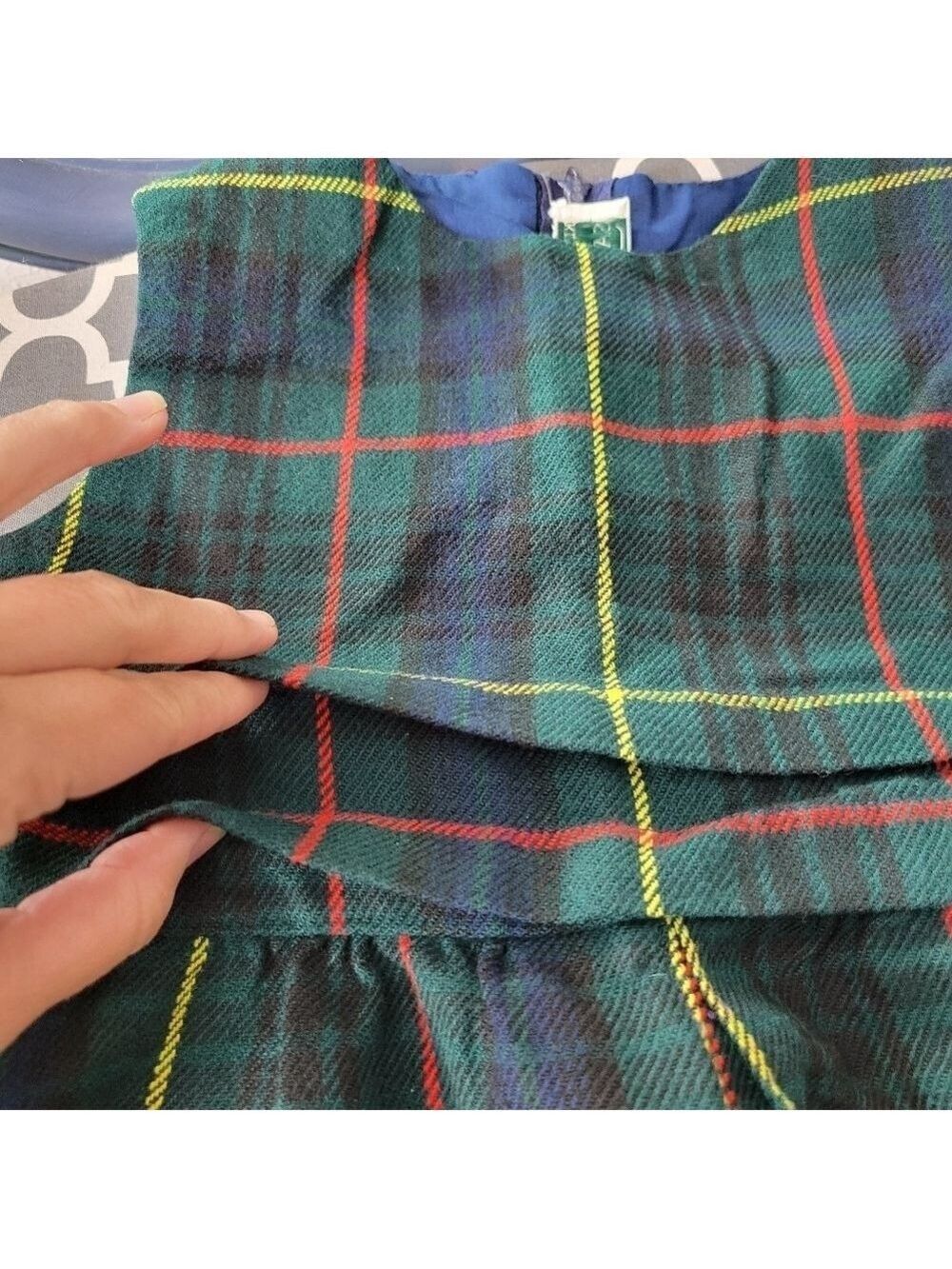 Vintage Florence Eiseman Green Plaid Sleeveless Dress Little Girl's Size 6 - Picture 11 of 11
